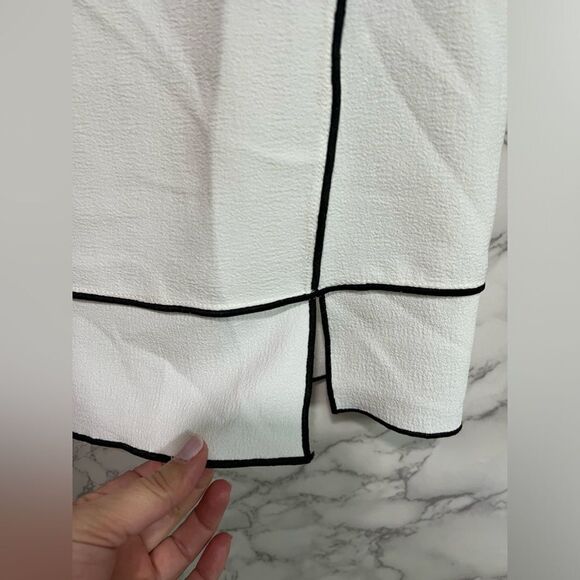 Zara White Neck Top with Contrast Piping Trim Size XS - Picture 5 of 13